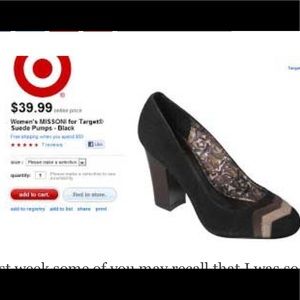 🖤🤎🤍Missoni for Target🖤🤎🤍 Suede Pumps Black, size 8.5🖤🤎🤍